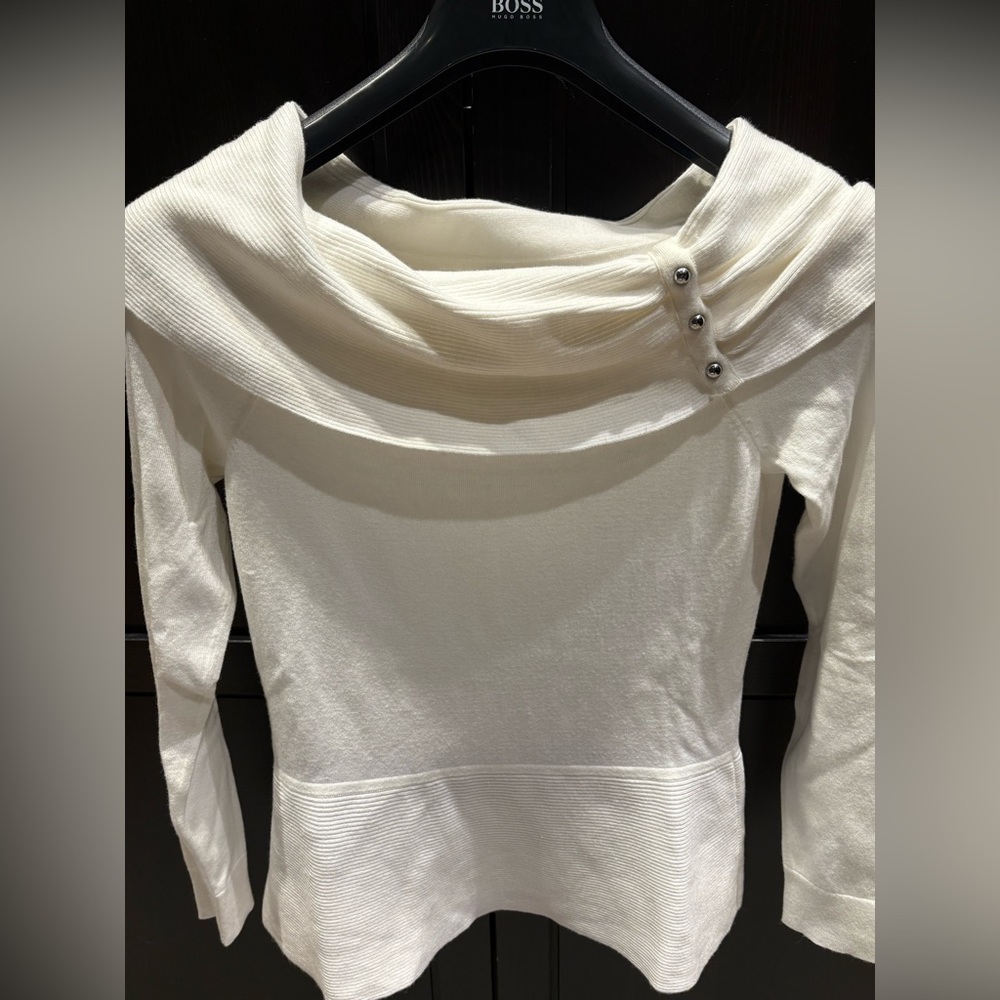 White House Black Market Cream Cowl Neck Sweater